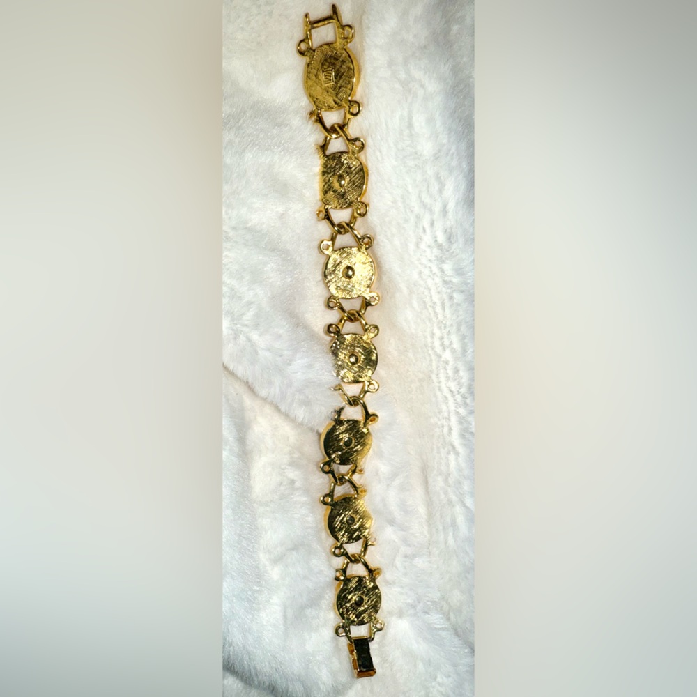 Vintage Golden and Faux Pearl Women's Bracelet made by Weingeroff - Picture 7 of 11